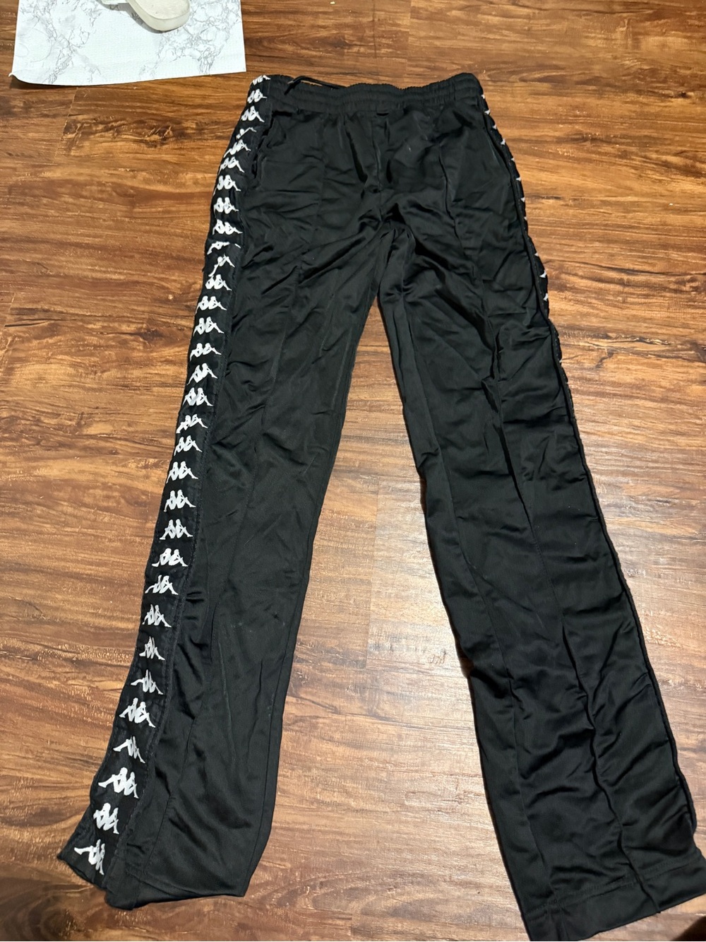Kappa Black Track Pants with Logo Tape